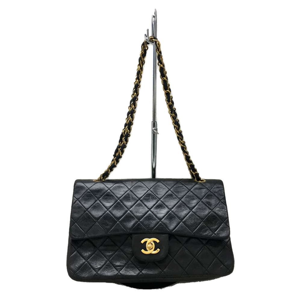 Chanel Matelasse Lambskin Sheepskin Chain Shoulder Bag Black